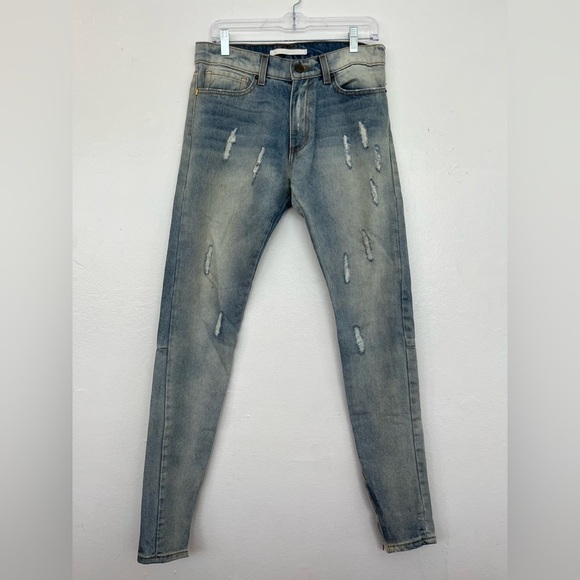 Golden | Distressed Skinny Jeans with Zippers - Picture 1 of 9